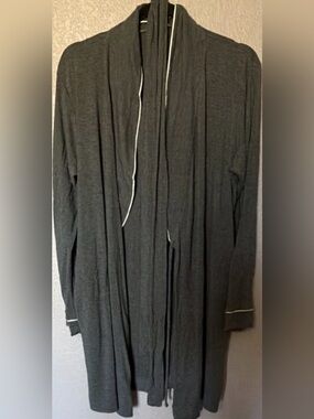 stars above Charcoal Gray Sleepwear Robe with White Trim